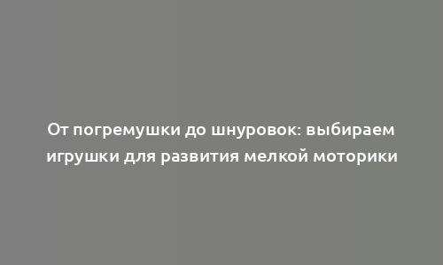 От погремушки до шнуровок: выбираем игрушки для развития мелкой моторики