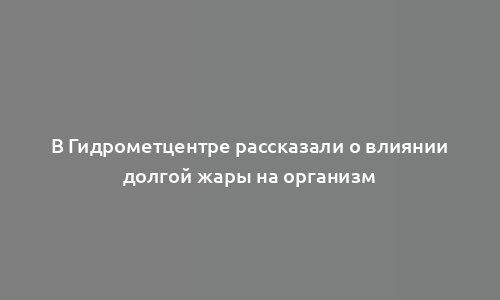 В Гидрометцентре рассказали о влиянии долгой жары на организм