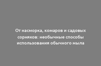 От насморка, комаров и садовых сорняков: необычные способы использования обычного мыла