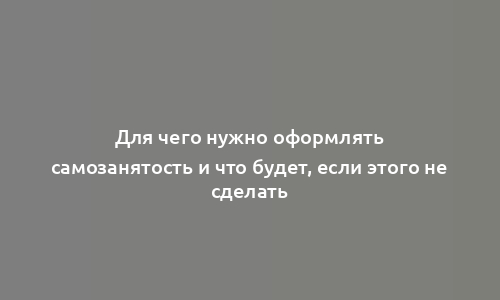 Для чего нужно оформлять самозанятость и что будет, если этого не сделать