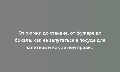 От рюмки до стакана, от фужера до бокала: как не запутаться в посуде для напитков и как за ней правильно ухаживать