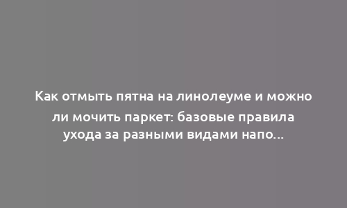 Как отмыть пятна на линолеуме и можно ли мочить паркет: базовые правила ухода за разными видами напольных покрытий