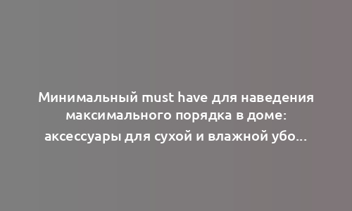 Минимальный must have для наведения максимального порядка в доме: аксессуары для сухой и влажной уборки